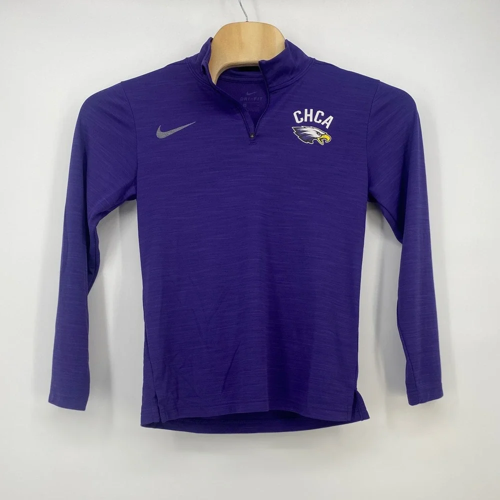 Nike Pullover Youth Medium Purple CHCA Eagles Dri-FIT 1/4 Zip Excellent